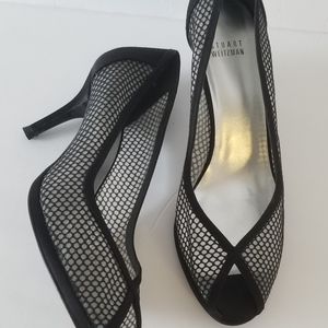 Stuart weitzman black mesh sheer heel 9.5M